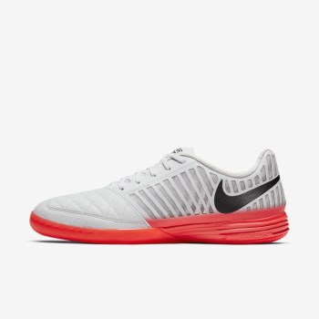 Nike Lunar Gato II IC - Férfi Focicipő - Platina/Világos Piros/Szürke/Fekete